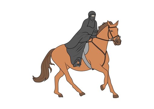 Women ride a horse vector illustration