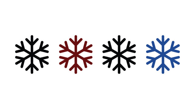 Set of four different colored snowflakes vector icons for winter design