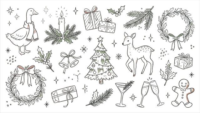 Holiday-themed vector illustration with christmas icons