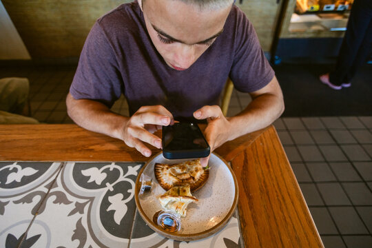 Texting Photo Food Cafeteria