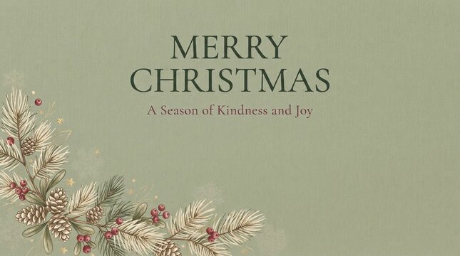Merry christmas greeting card with festive greenery