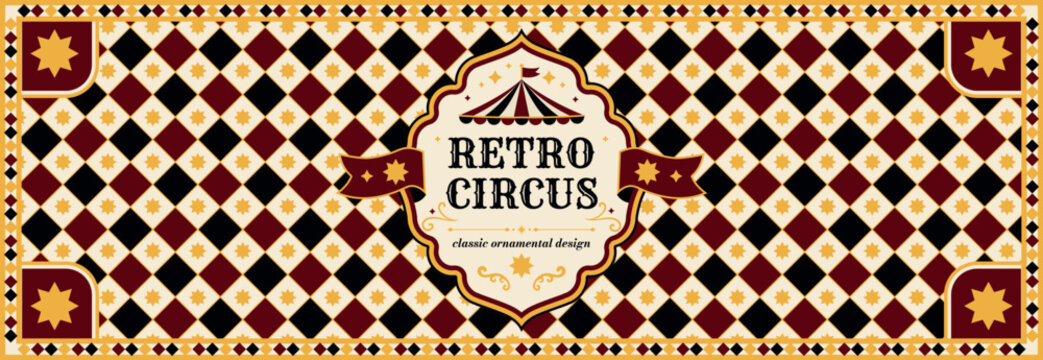 Seamless circus border and pattern diamond background with rhombus design