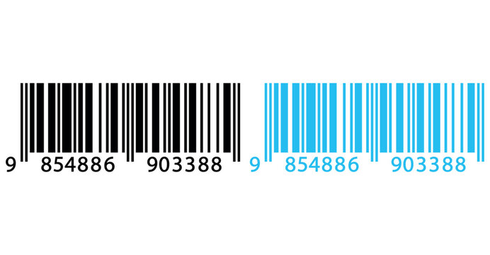 Black and blue barcode vector illustration isolated on white background for retail shopping design.