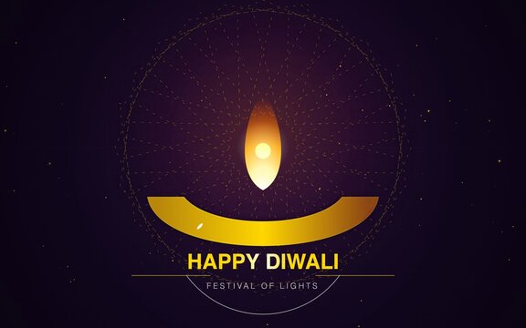 Diwali festival card with burning oil lamp diya flame on dark night background for Hindu traditional celebration and spiritual religion holiday event template with copy space, authentic commercial