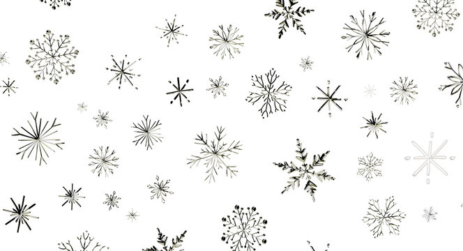 Elegant silver snowflakes pattern on black. Ideal for Christmas, New Year, and winter season designs