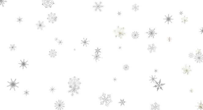 Various intricate snowflakes gently falling against a deep black backdrop, perfect for winter