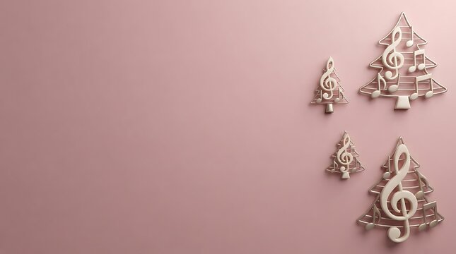Elegant musical notes arranged on a soft pink gradient background