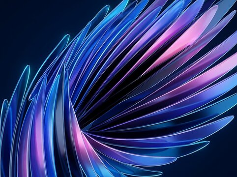 Abstract Blue Pink Metallic Swirl Background with Curved Dynamic