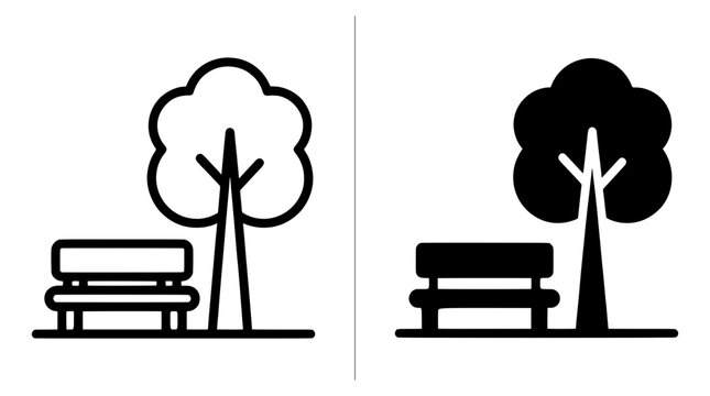 Park bench and tree for logo or signage
