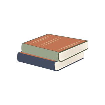 Two books stacked on top of each other isolated on white, vector illustration