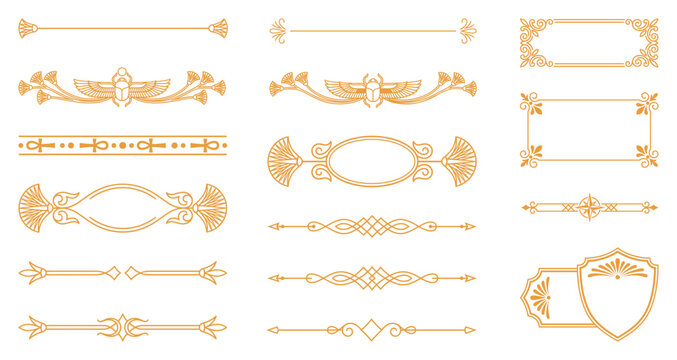 Vintage vector decorative border and frame set for elegant wedding cards and certificate design