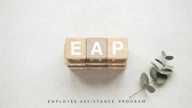 EAP acronym on wooden blocks for Employee Assistance Program corporate concept