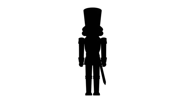 Christmas Christmas nutcracker soldier silhouette isolated on white for holiday greeting card, banner, or Silhouette