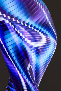 Twisted blue and violet 3D metallic helix expressing artificial intelligence evolution