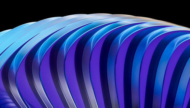 Cool turquoise and violet 3D metallic waves for sustainable innovation branding