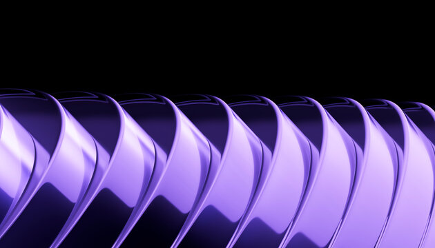 Repeating violet 3D sculptural shells creating rhythmic patterns against deep black