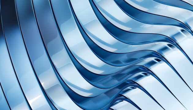 Sculptural chrome wave with layered metallic curves in a futuristic 3D composition
