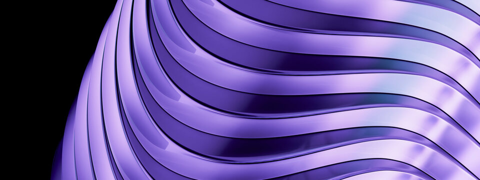 Glossy lilac 3D undulating slats forming a luxury contemporary design backdrop