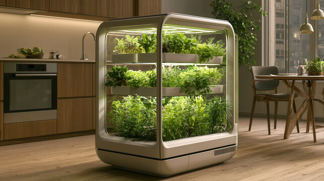 Smart indoor hydroponic garden for fresh herbs and vegetables