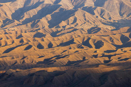 Aerial View of Arid Mountainous Landscape in Kyrgyzstan