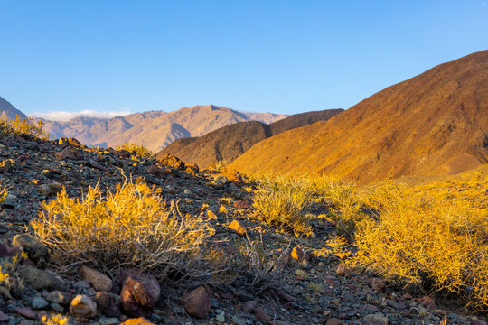 Arid Mountain Landscape in Kyrgyzstan at Golden Hour
