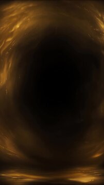 Glowing golden energy vortex swirling in dark space, creating an abstract mystical portal motion graphic background