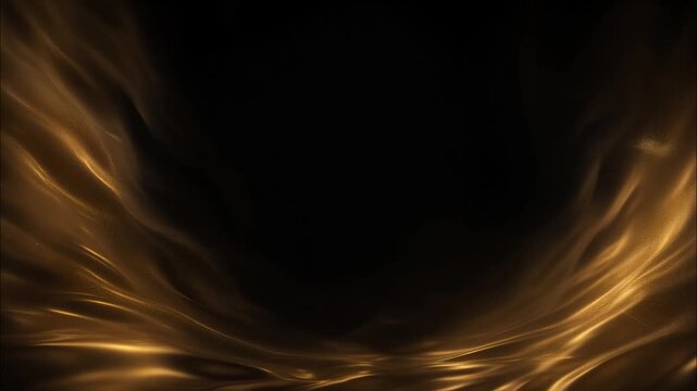 Golden liquid ripples flowing continuously around edges of a dark frame, creating an elegant shimmering effect