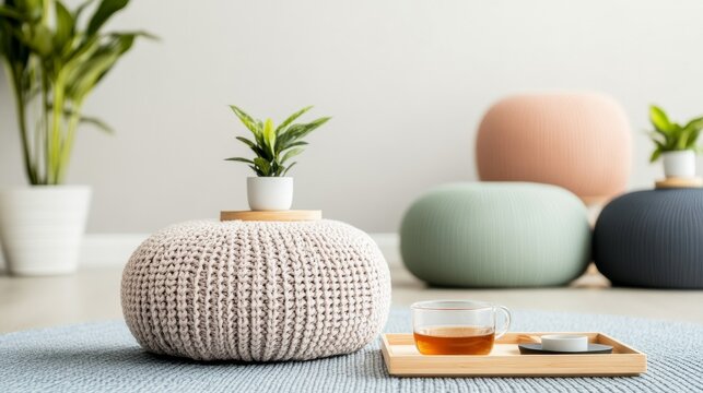 Contemporary Workplace Lounge with Modern office lounge with wellness corner tea tray plants cus