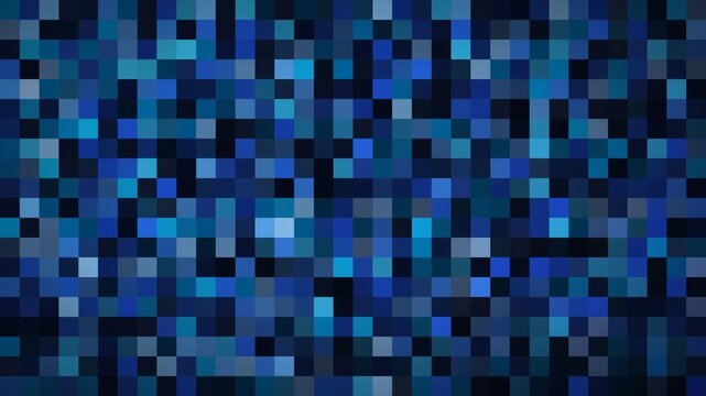 Abstract animation of blue pixelated mosaic background pattern.