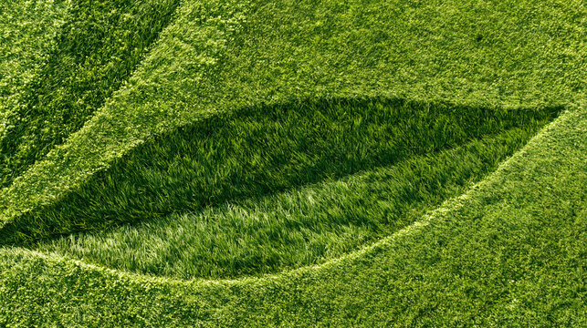 Aerial view of a rich green grassy meadow