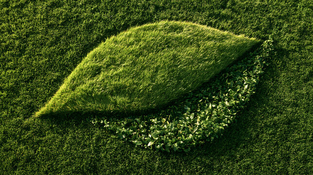 Straight down aerial view of a green grassy meadow