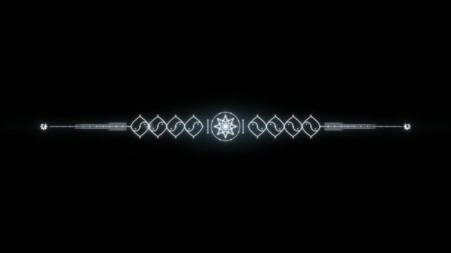 Futuristic HUD divider element, glowing digital text separator line, cyan user interface overlay graphic