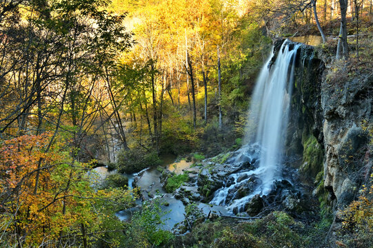Falling Springs Falls waterfall, Covington VA in autumn