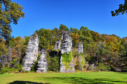 Natural Chimneys natural limestone rock formation, Augusta County Virginia 