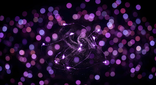 Glowing purple bokeh fairy lights background
