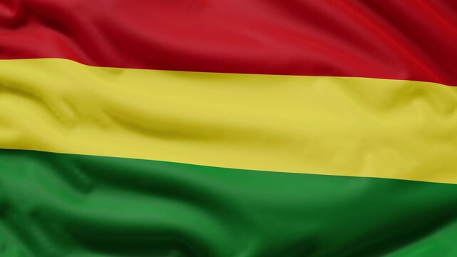 Bolivia flag waving in the wind, seamless loop. National flag of Bolivia, satin fabric close-up, 4K animation