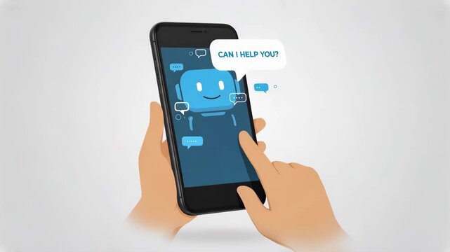 Chatbot robot assistant can i help you message smartphone interface