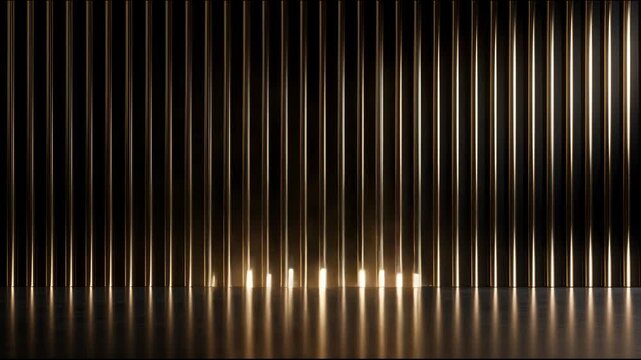 Vertical bronze metal slats form a dark rhythmic pattern in a closeup abstract texture for luxury branding and design.