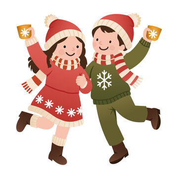 Party Toast shows two adults raising gold drinks while kicking up their boots. Red Santa hats and patterned outfits suit Christmas party invitations.