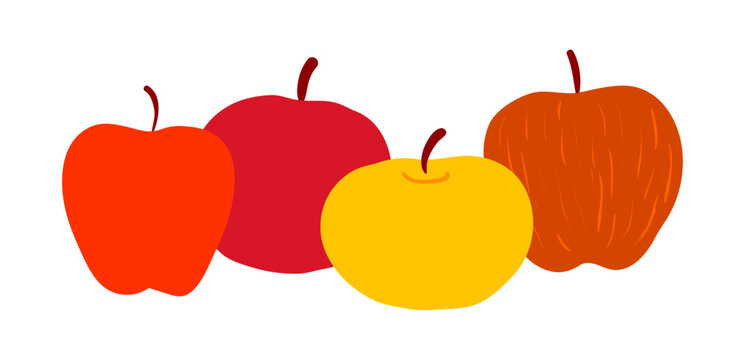 Thanksgiving colorful apples illustration isolated. Traditional holiday food design elements, clip art, hand drawn vector. Family dinner ingredient, autumn fruit, harvest festival, farmers market