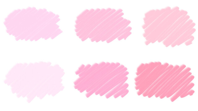 Pink Soft Marker Scribble Brush Stroke Set, Sakura Color Highlight Shapes Collection