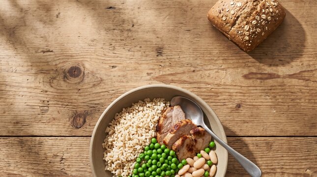 Brown rice pork bowl for whole grain meal prep