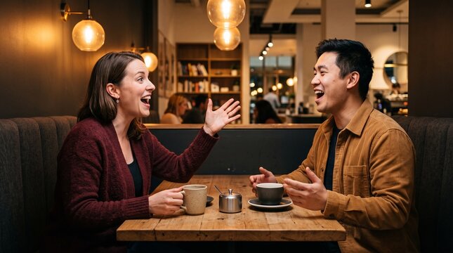 Coworkers perform a comic cafe coffee duet