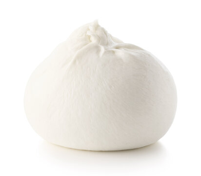 One fresh Burrata cheese on white background