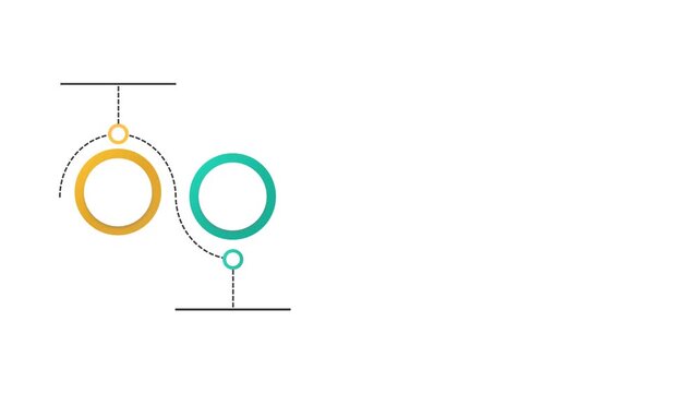 Animated 5 Steps Horizontal Curved Wave Timeline Infographic with Circular Nodes