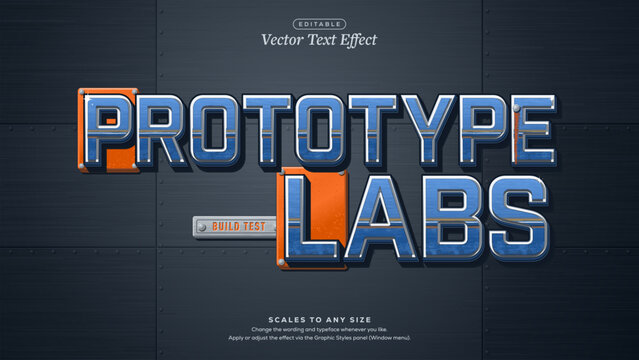 Prototype Labs Blue Steel Text Effect with Orange Bolted Plates
