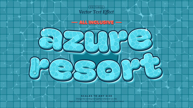 Azure Resort Text Effect in Puffy Aqua Water over Pool Tiles