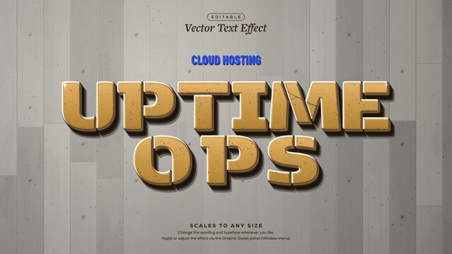 Uptime Ops Speckled Golden Stone 3D Text Effect on Concrete Planks