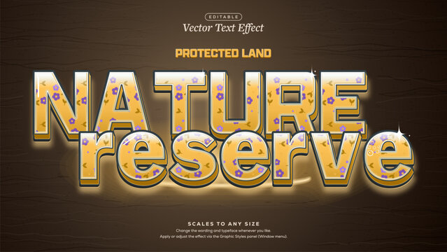 Nature Reserve Park Sign Text Effect in Honey Gold Floral Resin