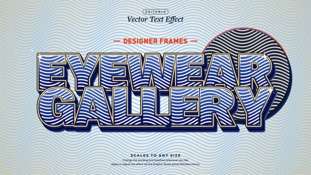 Eyewear Gallery Cobalt Op-Art Wave Line Text Effect Gold Outline